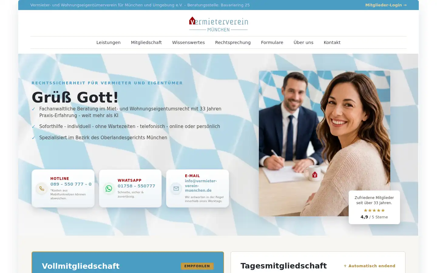 Screenshot of vermieterverein-muenchen.de