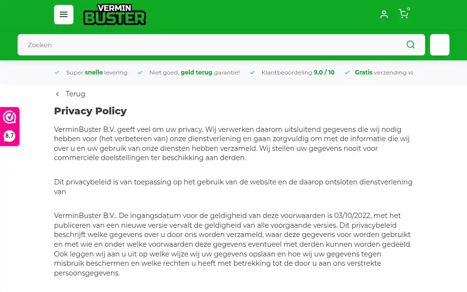 Screenshot of verminbuster.nl