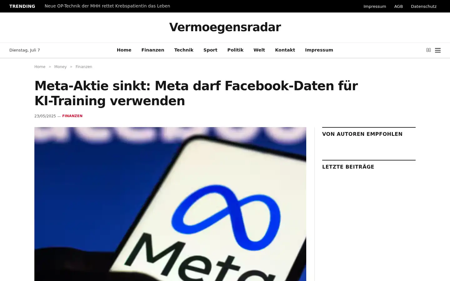 Screenshot of vermoegensradar.com