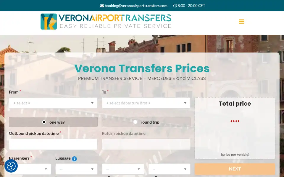 Screenshot of veronaairporttransfers.com