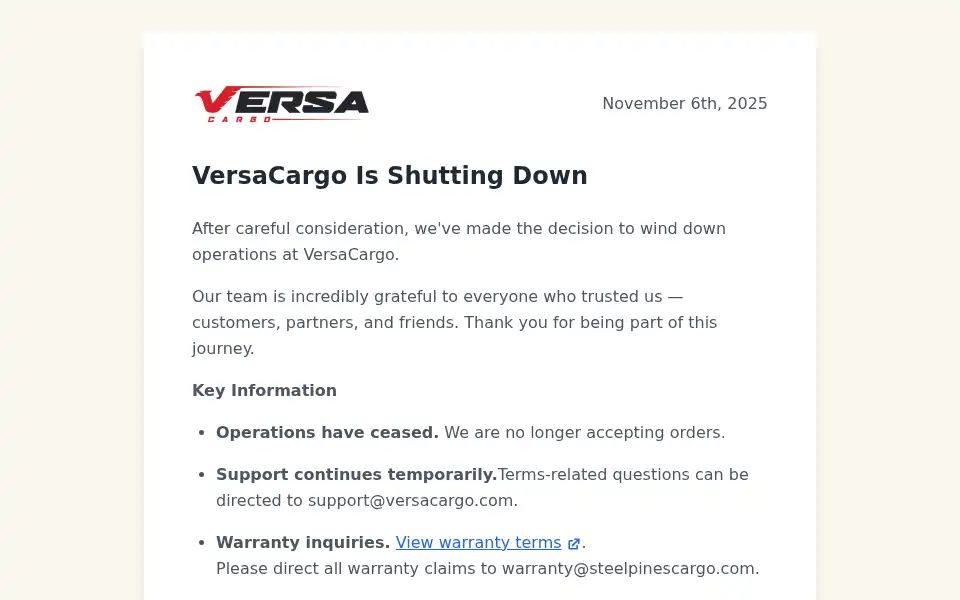 Screenshot of versacargo.com