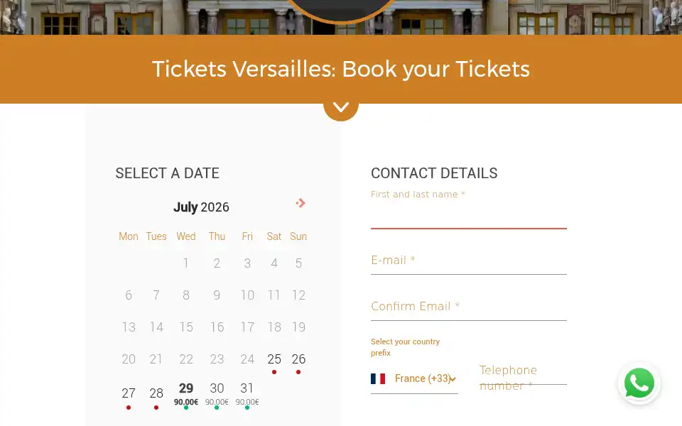 Screenshot of versailles-palace-ticket.com