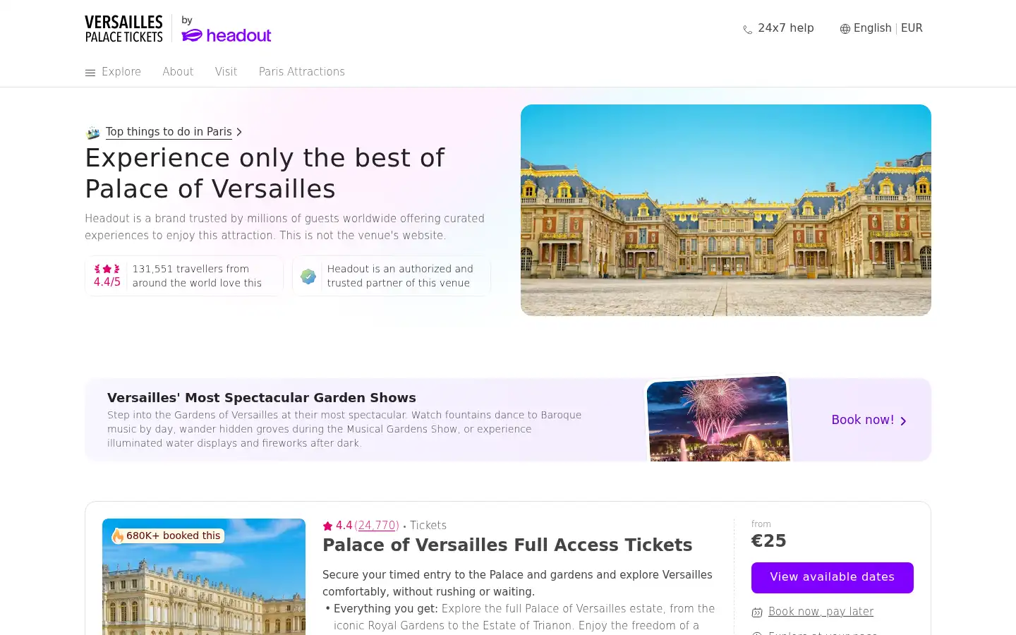 Screenshot of versailles-palace-tickets.com