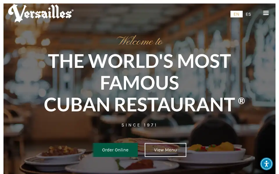 Screenshot of versaillesrestaurant.com