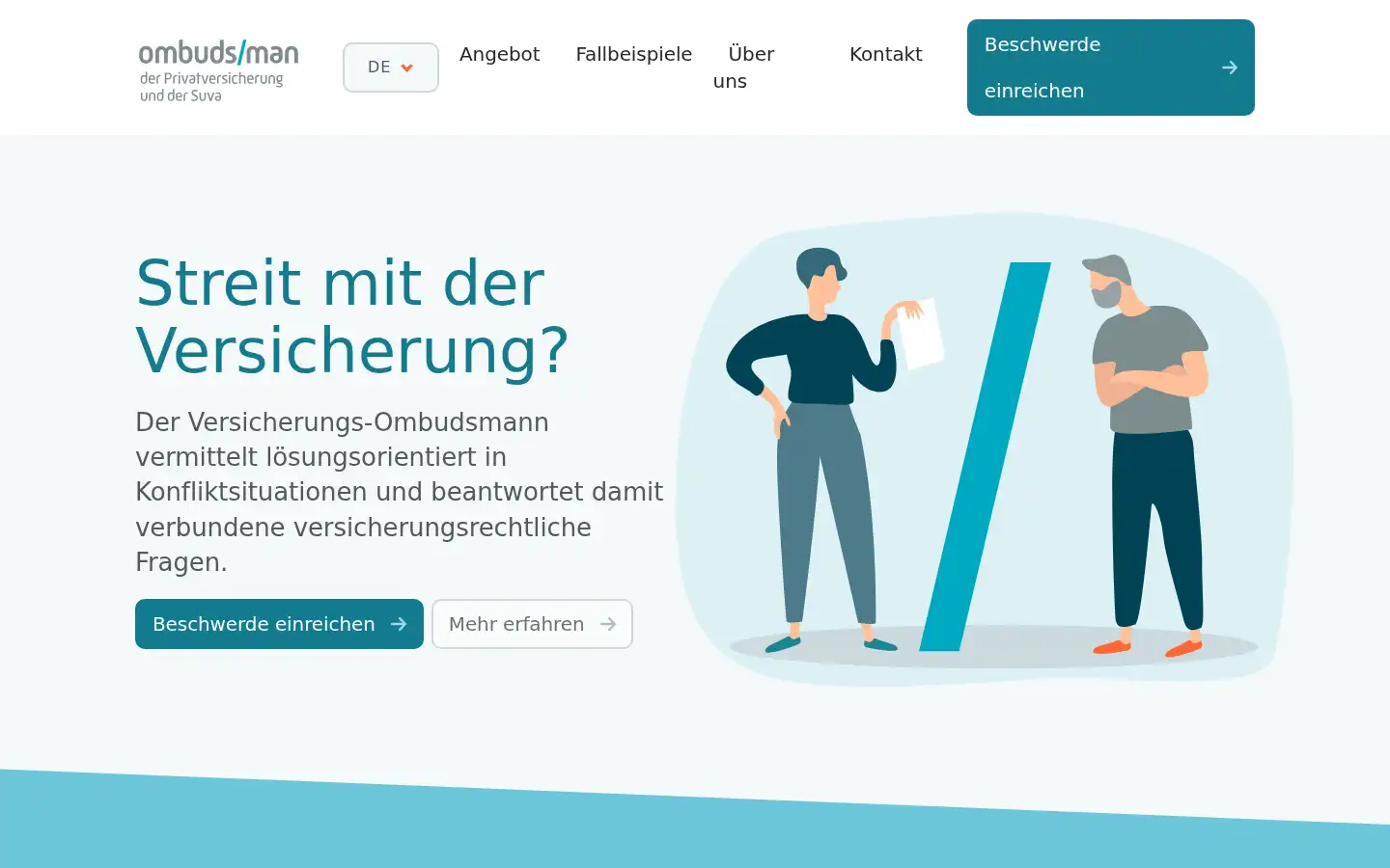Screenshot of versicherungsombudsman.ch