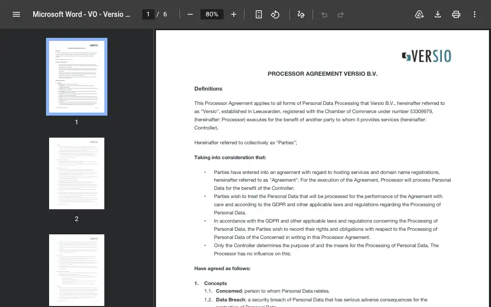 Screenshot of versio.uk