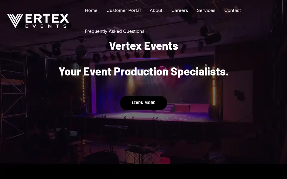 Screenshot of vertexevents.co.uk