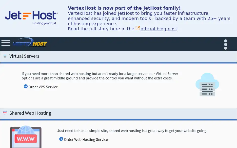 Screenshot of vertexhost.com