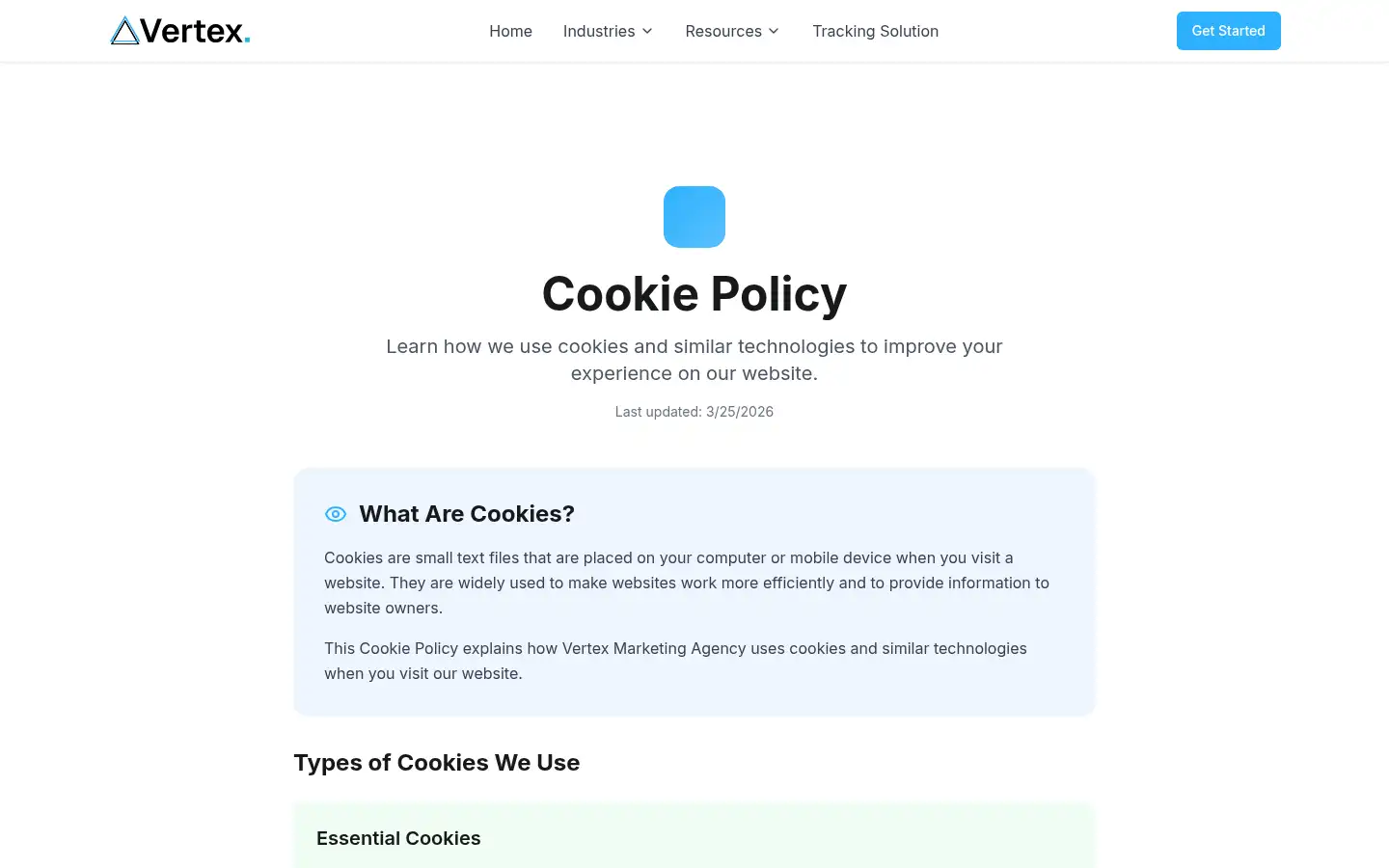 Screenshot of vertexmarketingagency.com