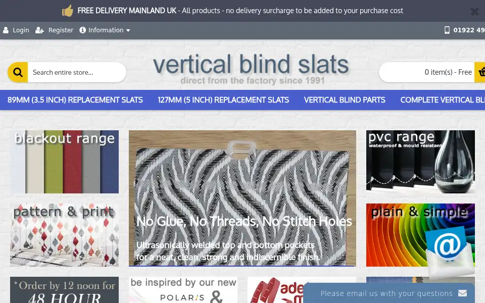 Screenshot of verticalblindslats.co.uk