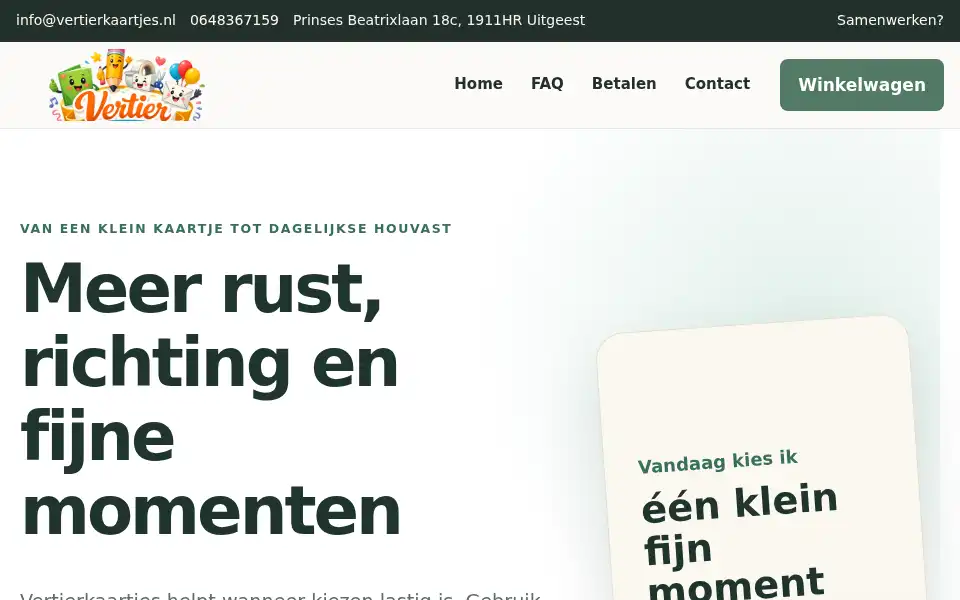 Screenshot of vertierkaartjes.nl