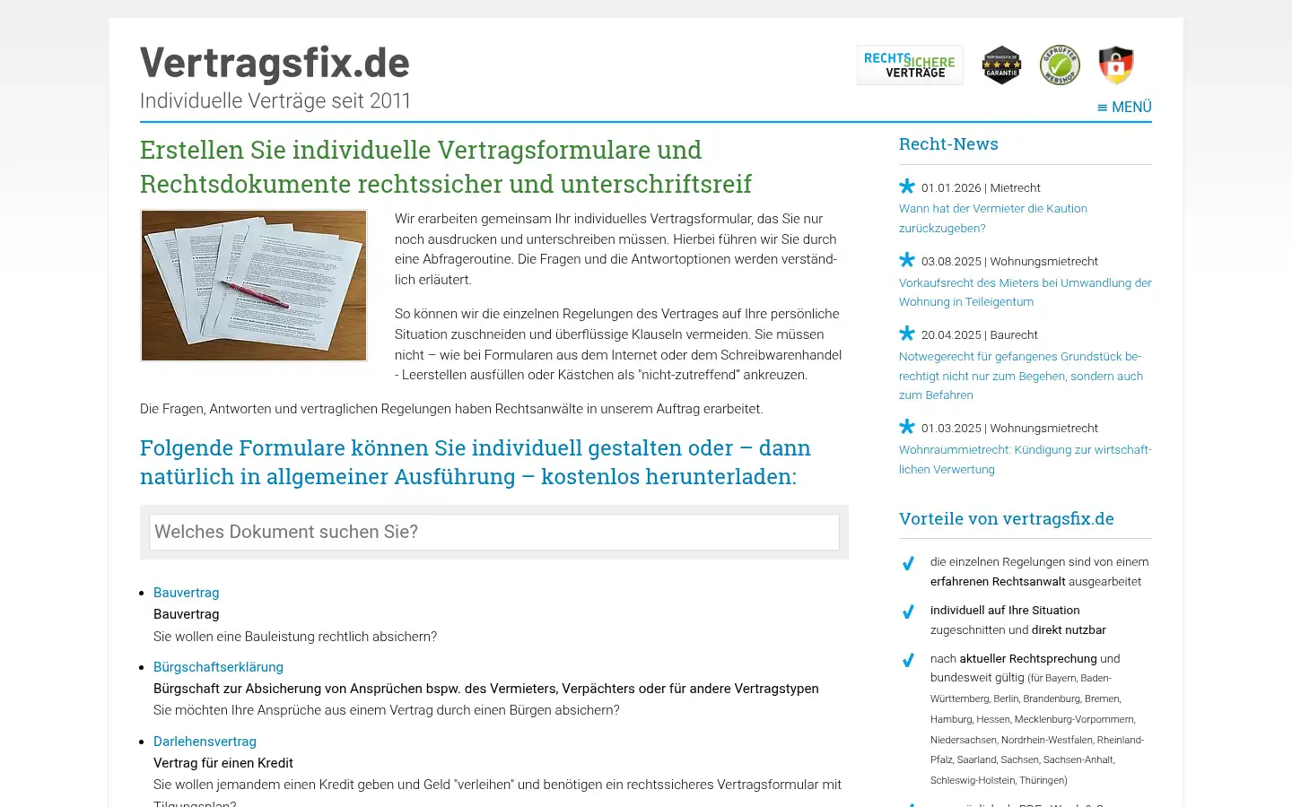 Screenshot of vertragsfix.de