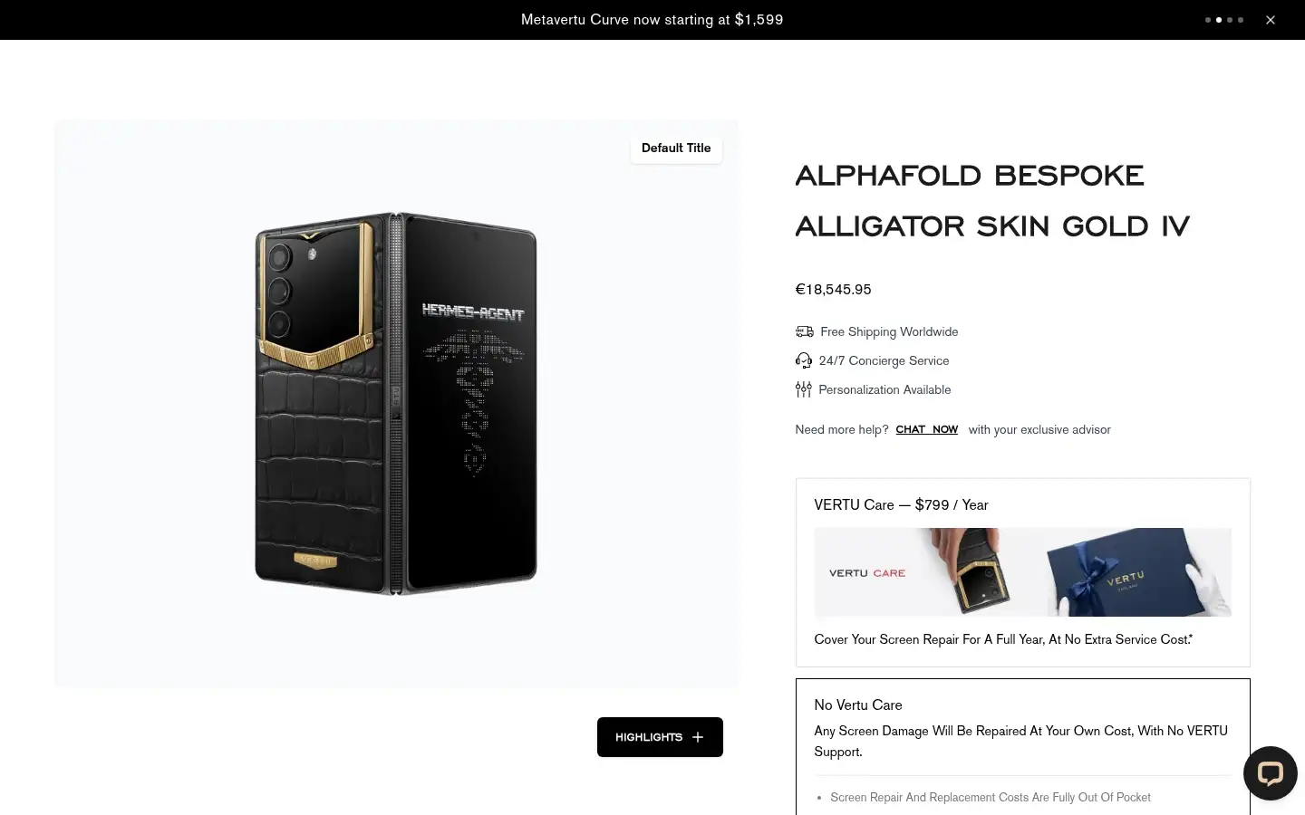 Screenshot of vertu.com