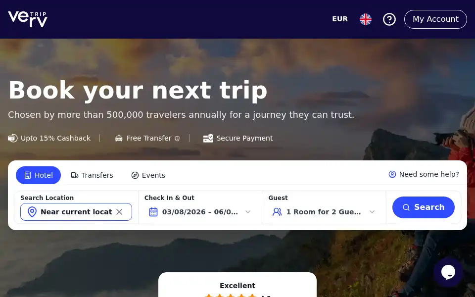 Screenshot of vervtrip.com
