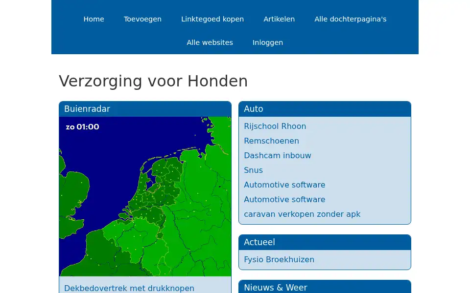 Screenshot of verzorgingvoorhonden.nl