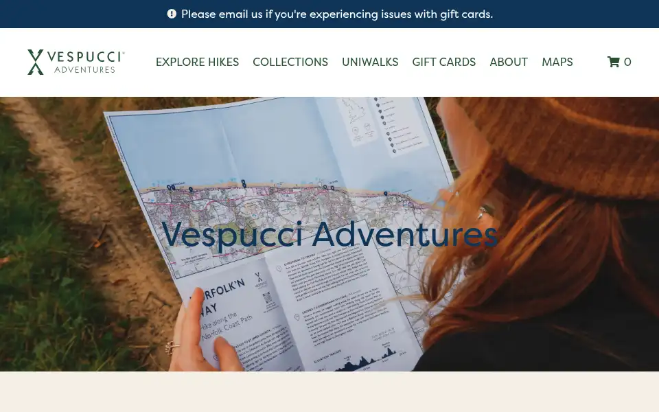 Screenshot of vespucciadventures.com
