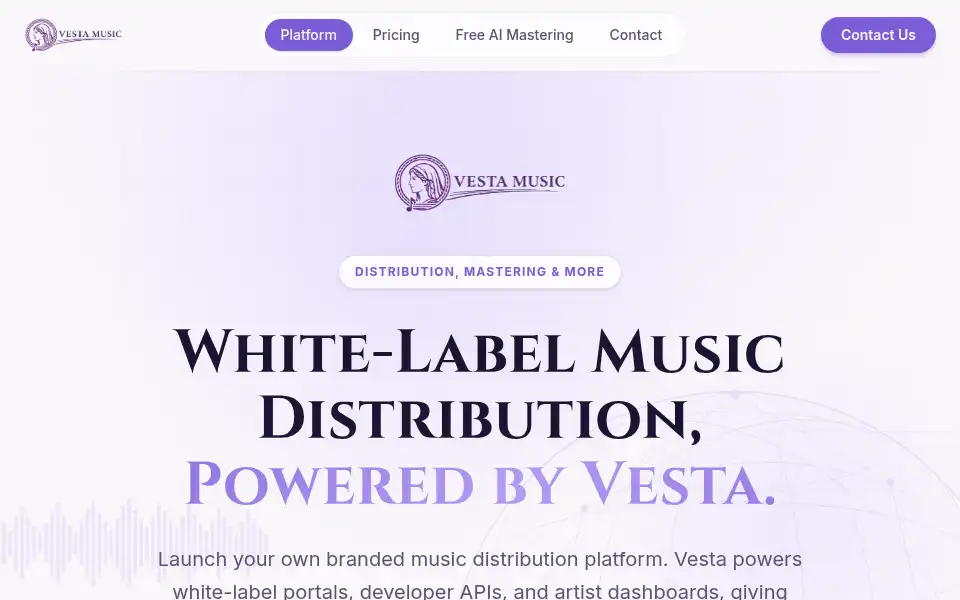 Screenshot of vestamusic.com
