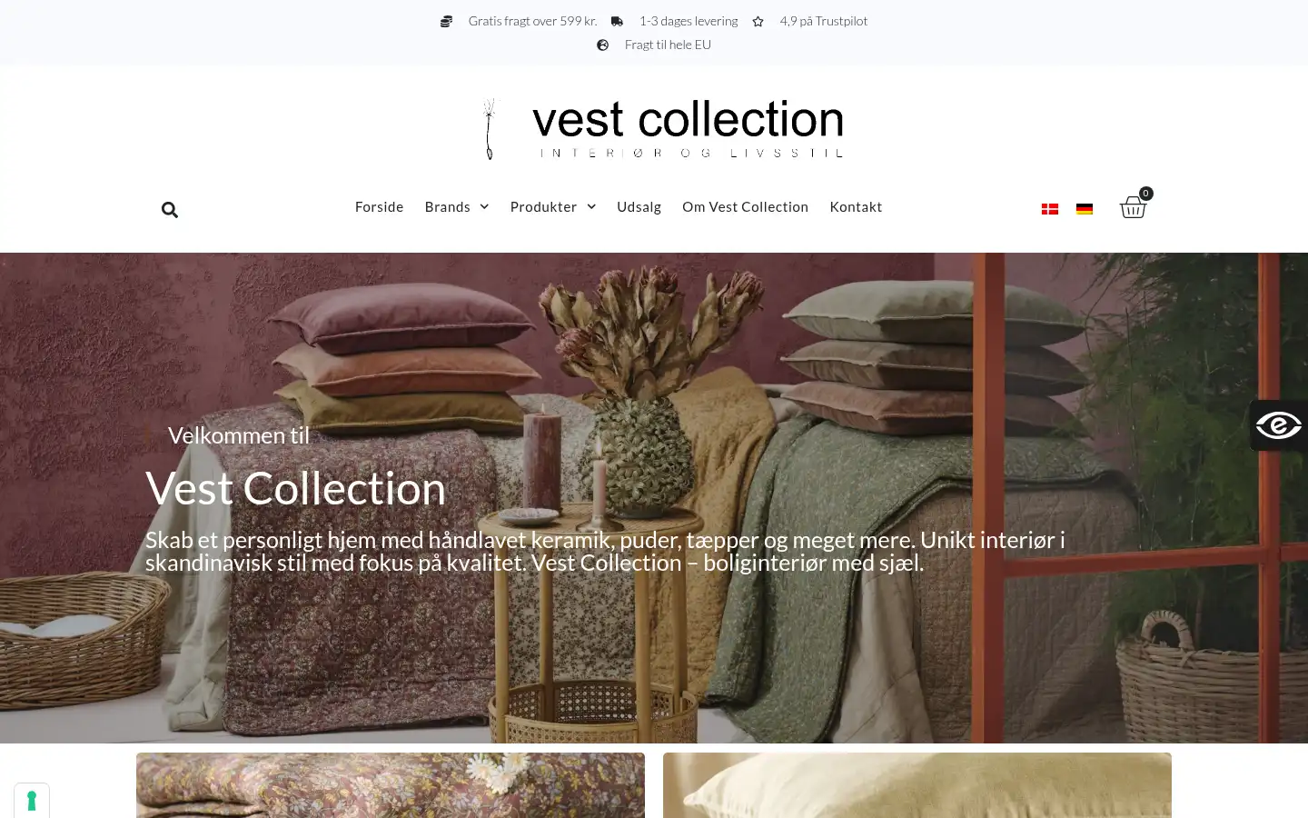 Screenshot of vestcollection.dk
