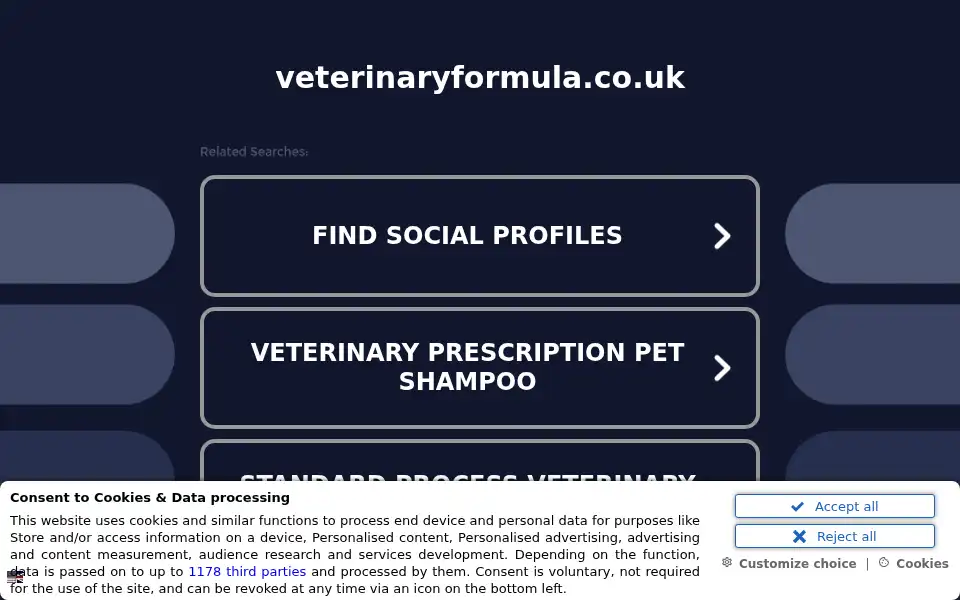 Screenshot of veterinaryformula.co.uk