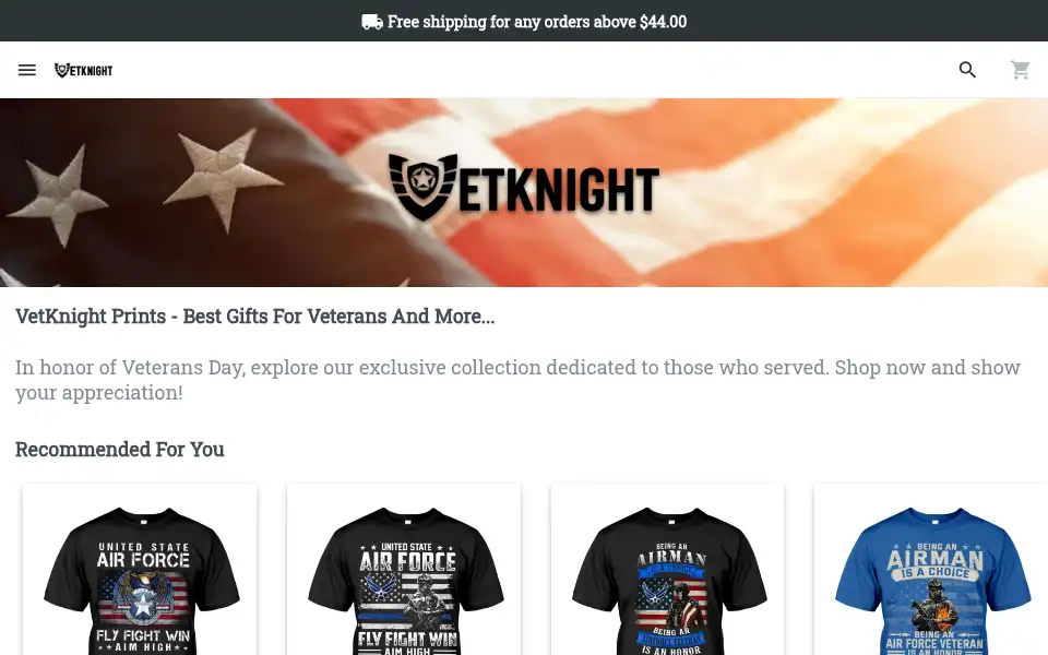 Screenshot of vetknight.com