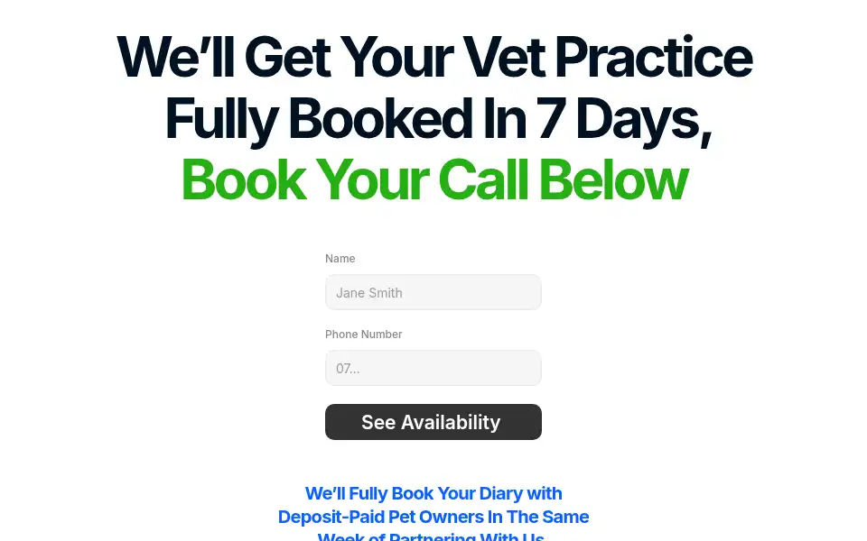 Screenshot of vetleads.co.uk