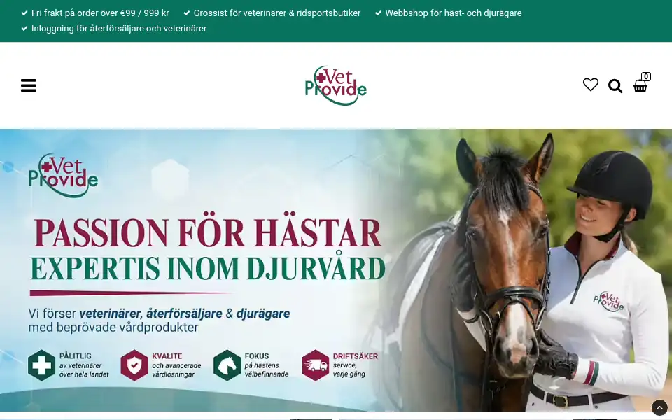 Screenshot of vetprovide.se