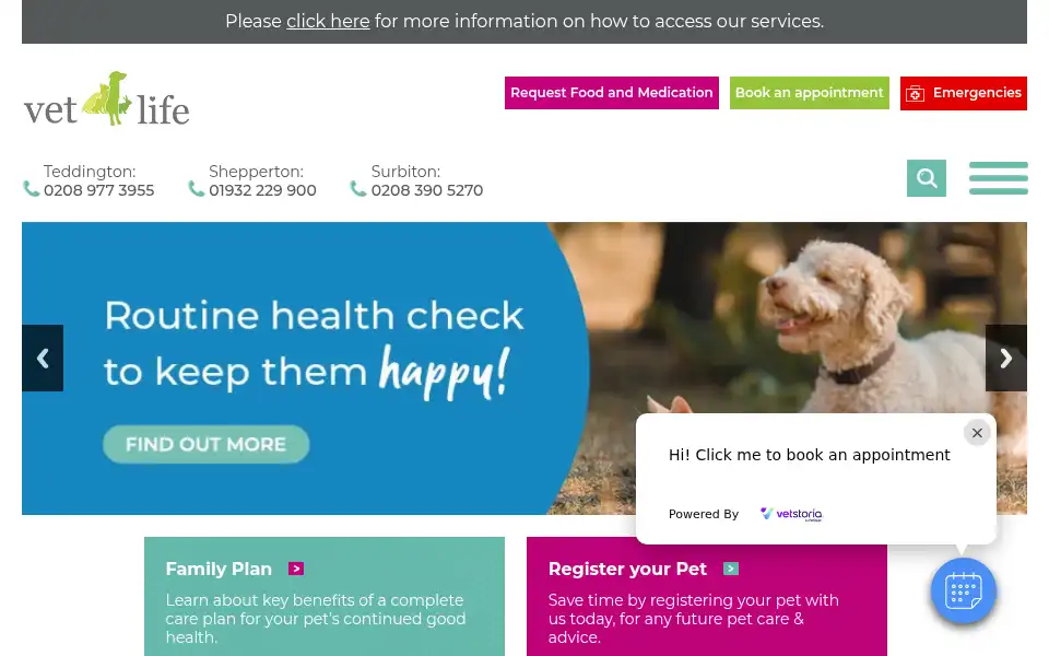 Screenshot of vets4life.co.uk