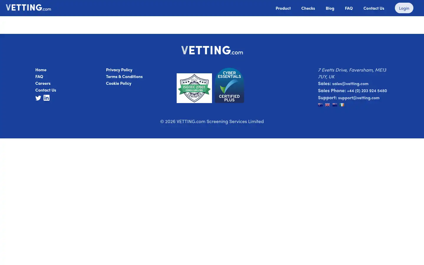 Screenshot of vetting.com