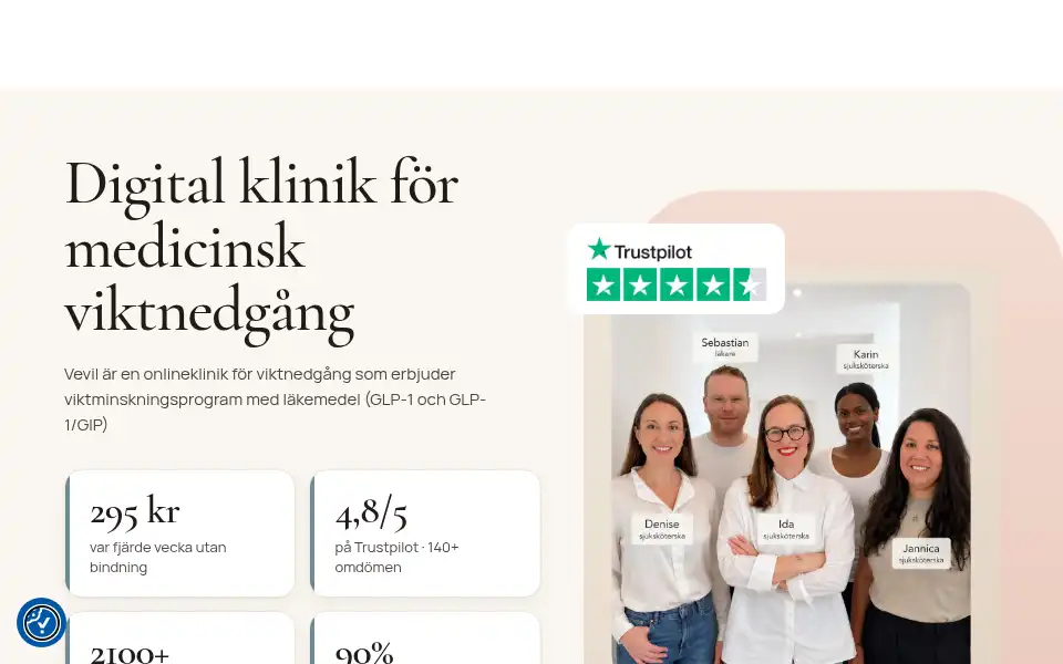 Screenshot of vevil.se