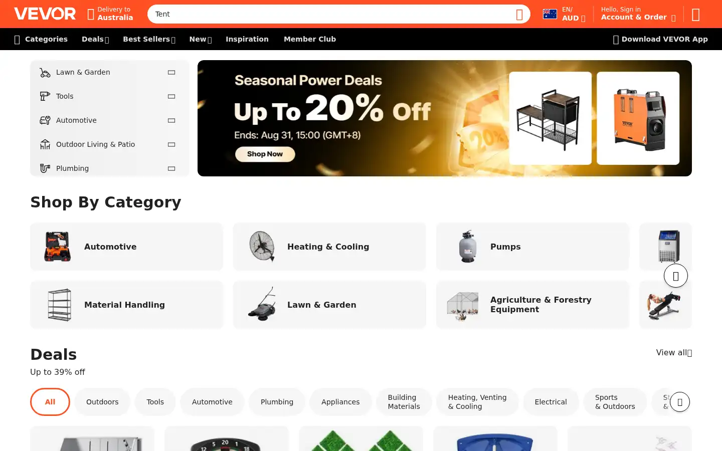 Screenshot of vevor.com.au
