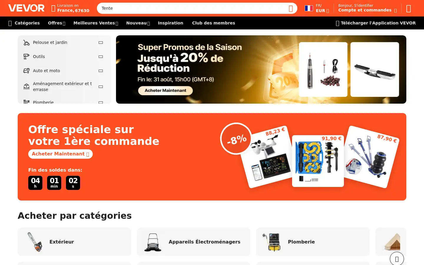 Screenshot of vevor.fr