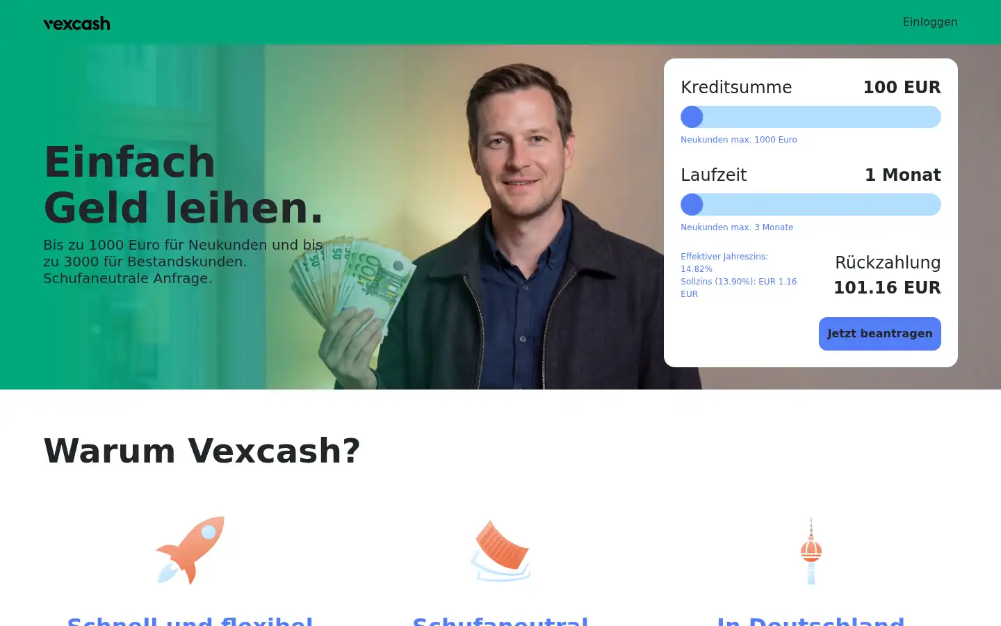 Screenshot of vexcash.com