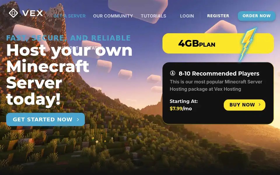 Screenshot of vexhosting.com