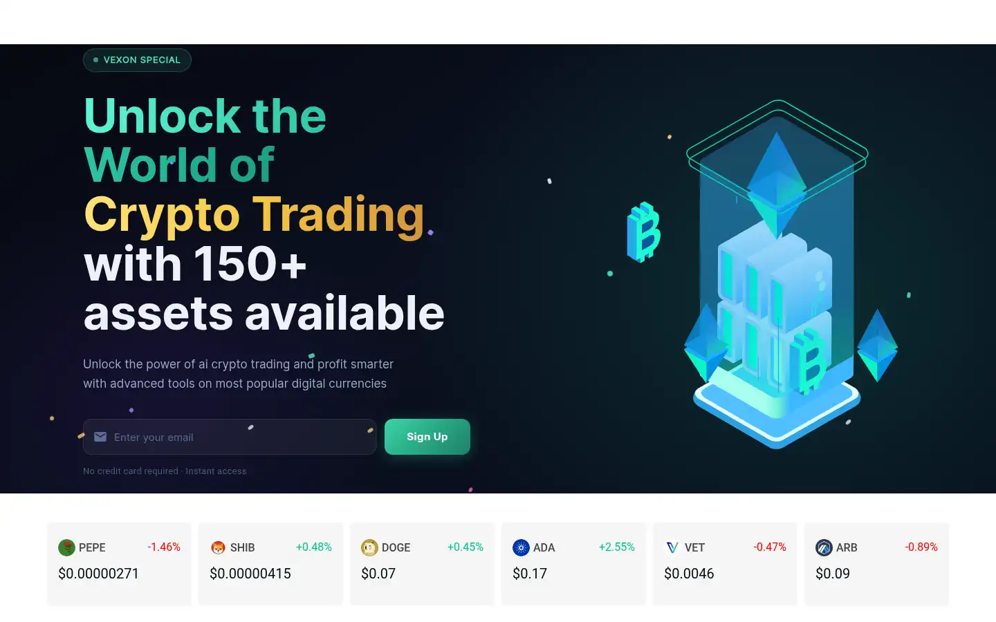 Screenshot of vexontrade.ai