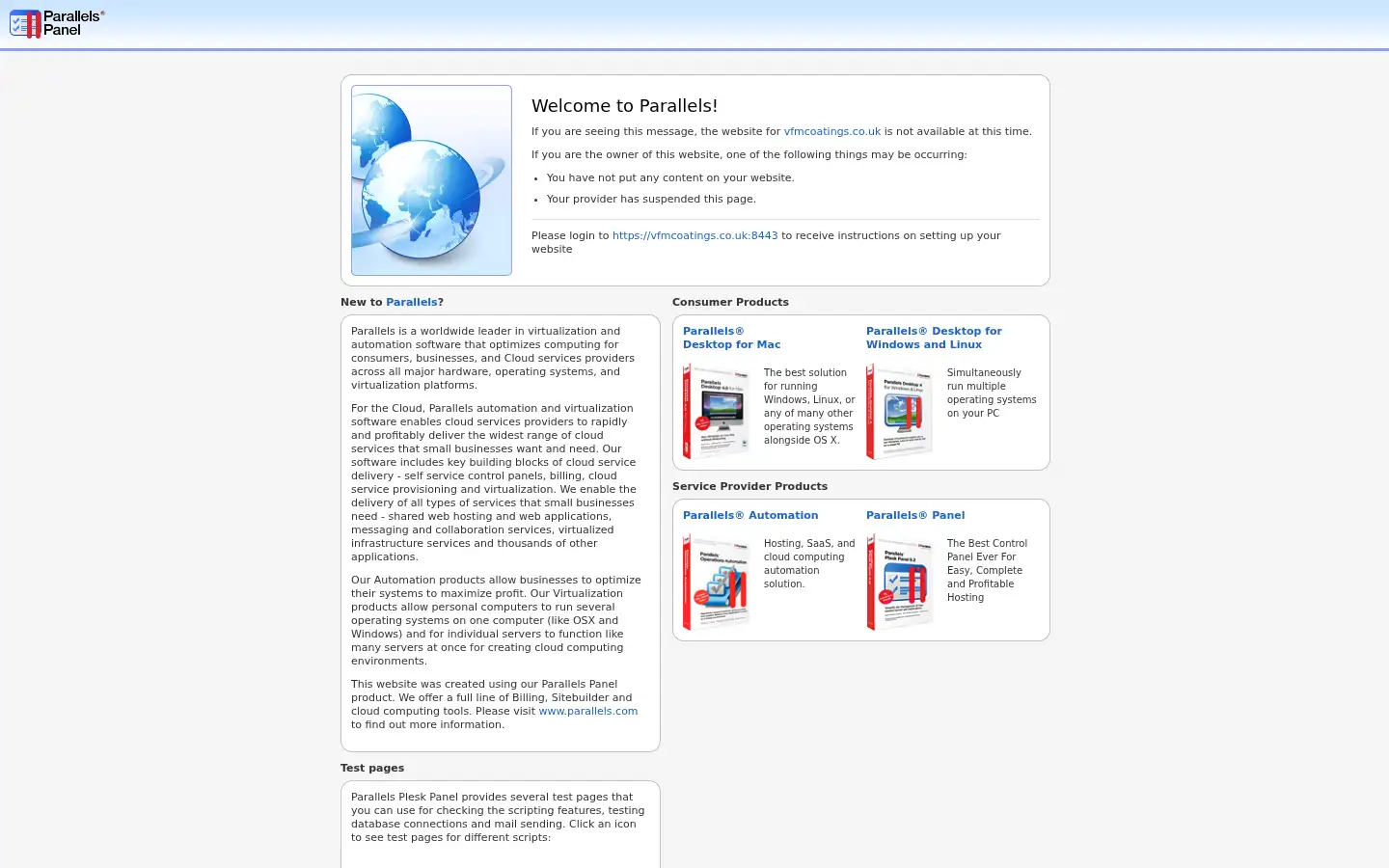 Screenshot of vfmcoatings.co.uk