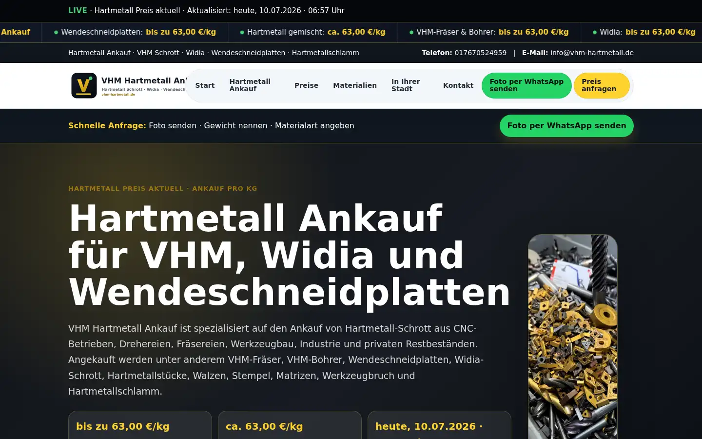 Screenshot of vhm-hartmetall.de