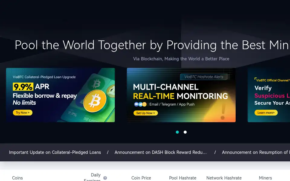 Screenshot of viabtc.net