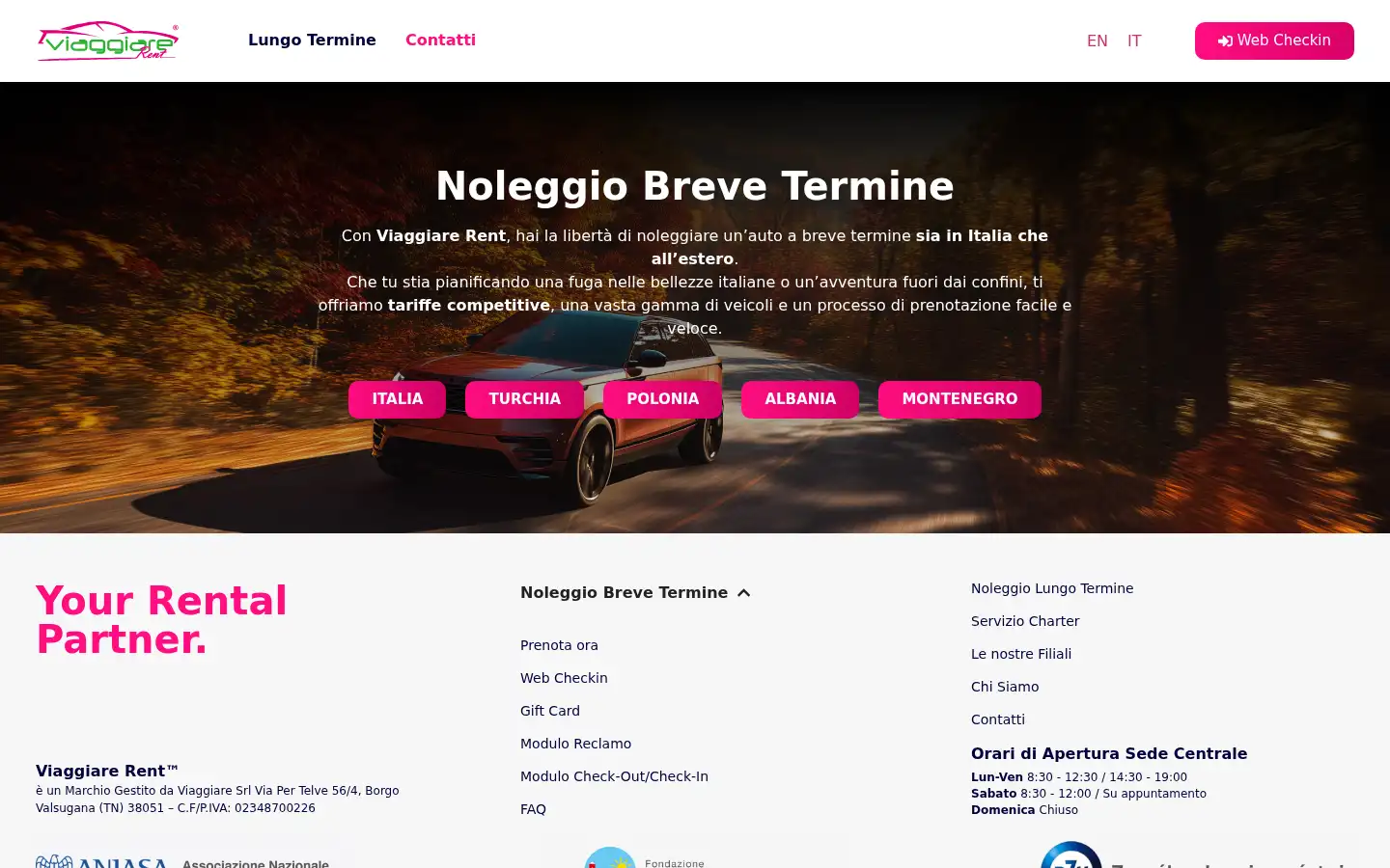 Screenshot of viaggiarerent.com
