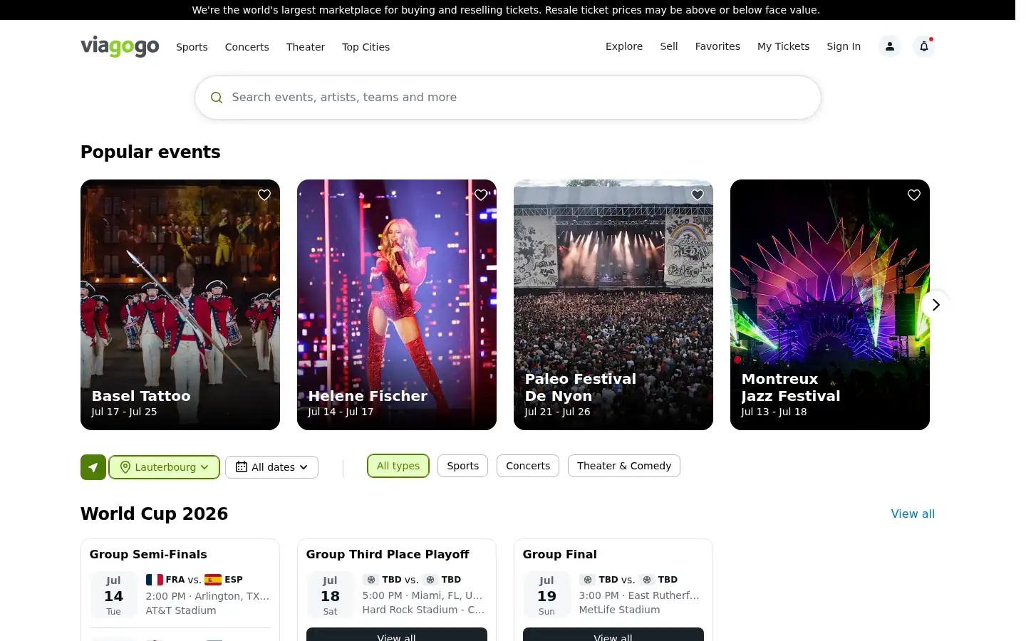 Screenshot of viagogo.com.mx