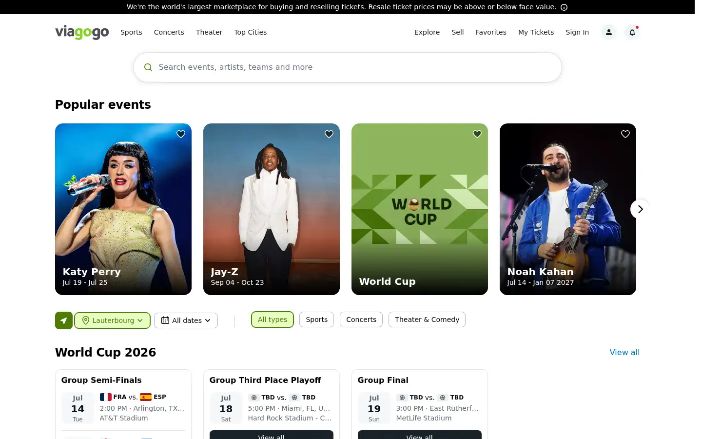Screenshot of viagogo.dk