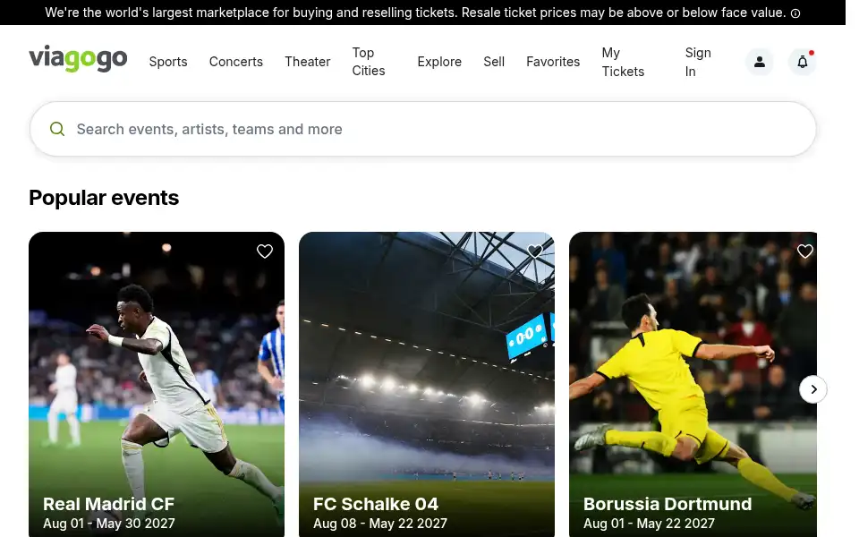 Screenshot of viagogo.gr