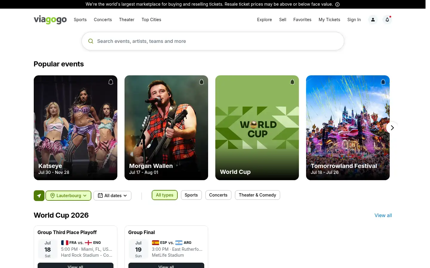 Screenshot of viagogo.pl