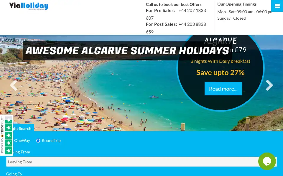 Screenshot of viaholiday.co.uk