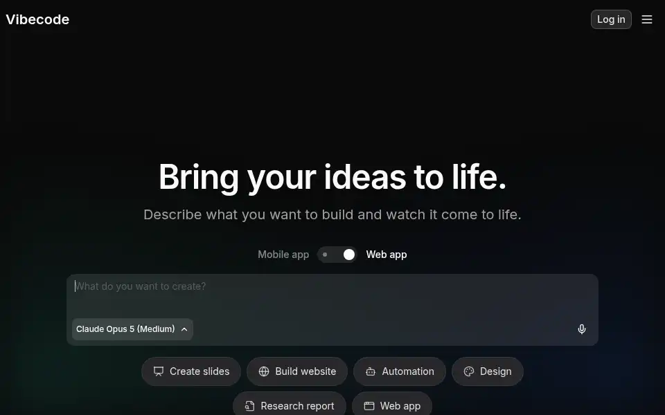 Screenshot of vibecodeapp.com