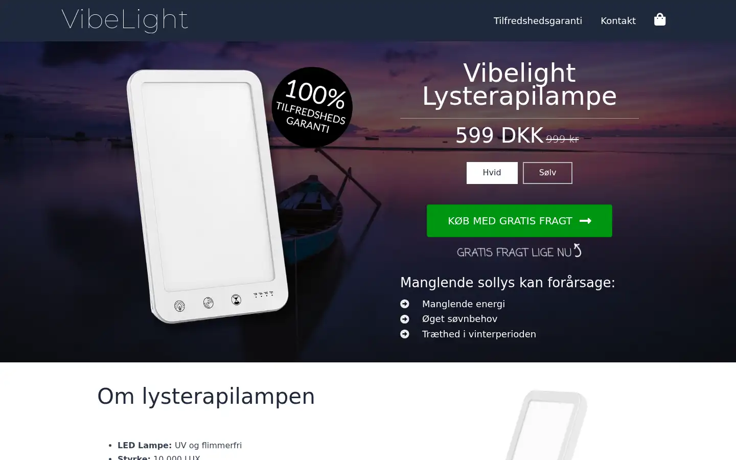 Screenshot of vibelight.dk