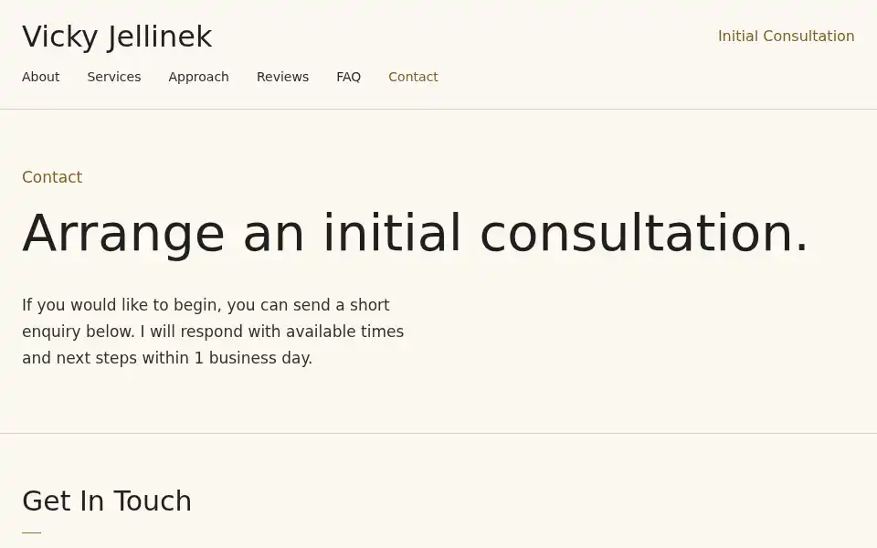 Screenshot of vickyjellinek.co.uk