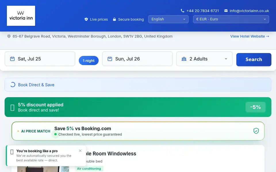 Screenshot of victoriainn.co.uk