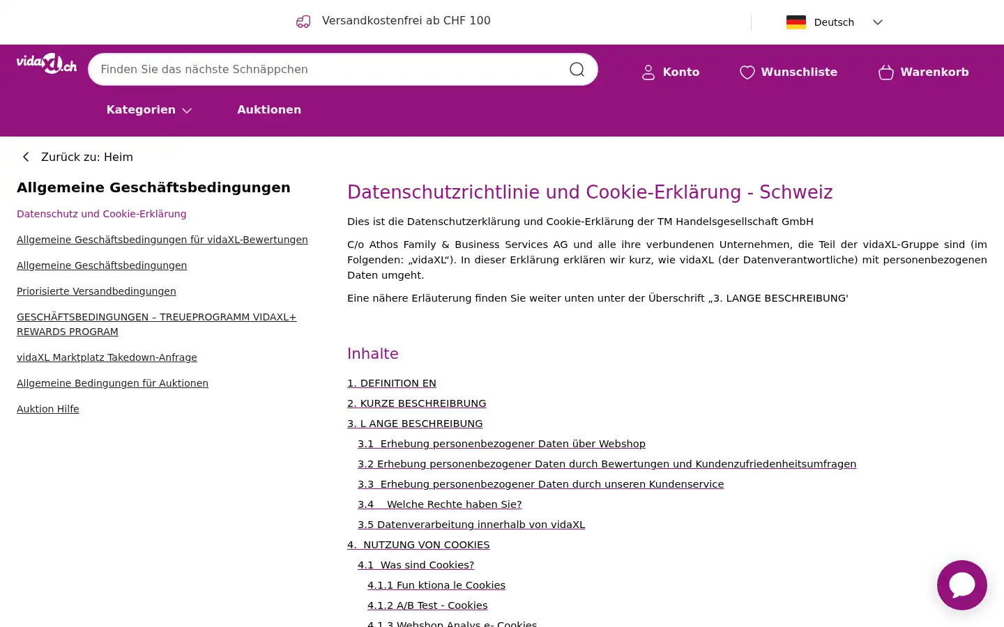 Screenshot of vidalxl.ch