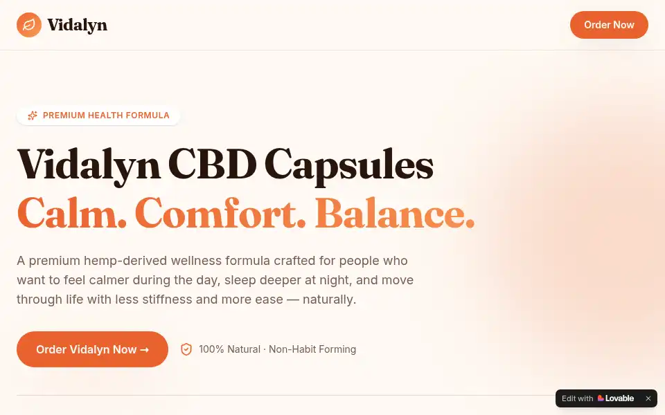 Screenshot of vidalyn-cbd-capsules.lovable.app