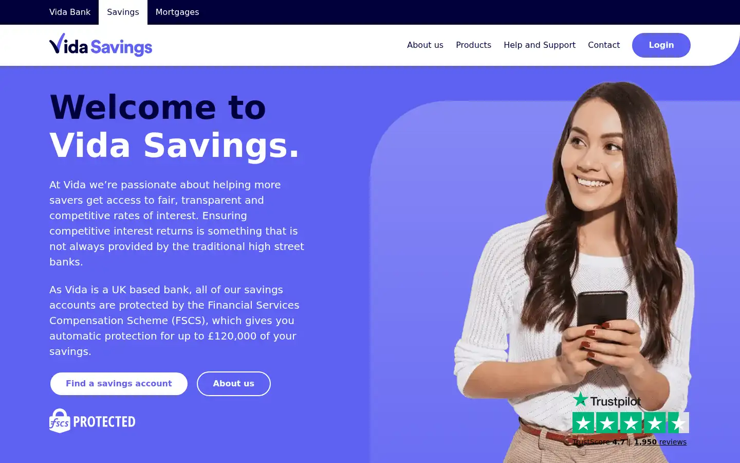 Screenshot of vidasavings.co.uk